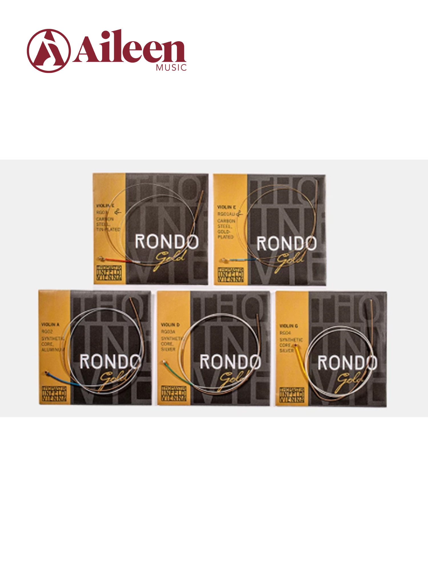Austrian Thomastik-Infeld RONDO Upgraded Version Violin Strings – Gold E String