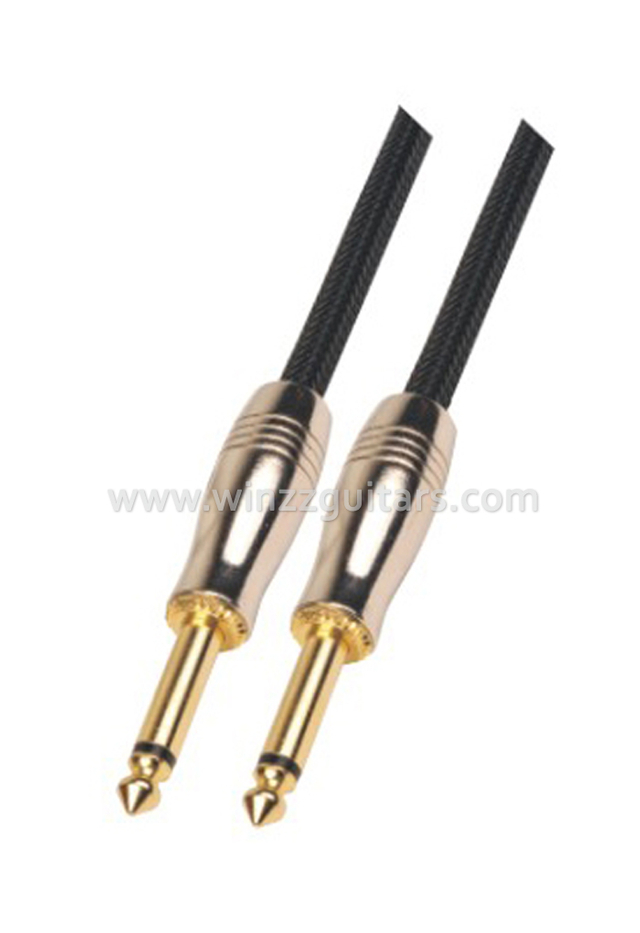 Cheap 6.5mm Black Nylon Spiral Guitar Cable (AL-G009)
