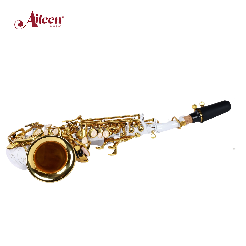OEM Soprano saxophone curved White body saxofon soprano(SSP-GU2030WG)