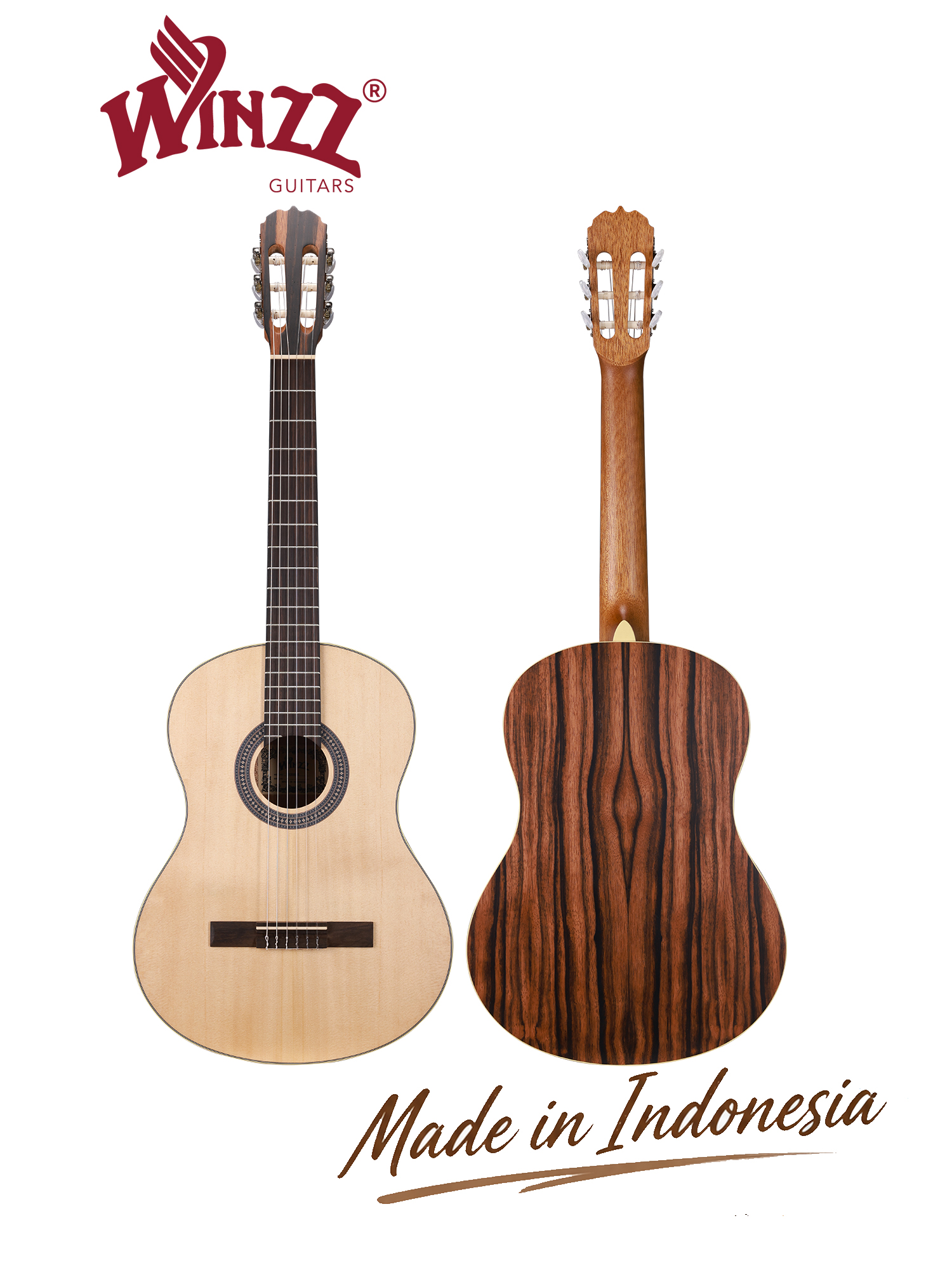 WCG1602 Winzz Exotic Material 39‘’ Classical Guitar Made in Indonesia