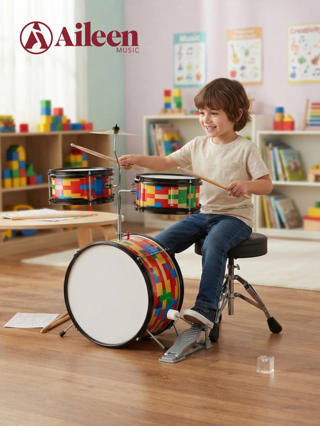 Custom 3-Piece Kids Drum Set with Personalized Shell Graphics | OEM/ODM Children's Drum Kit Manufacturer