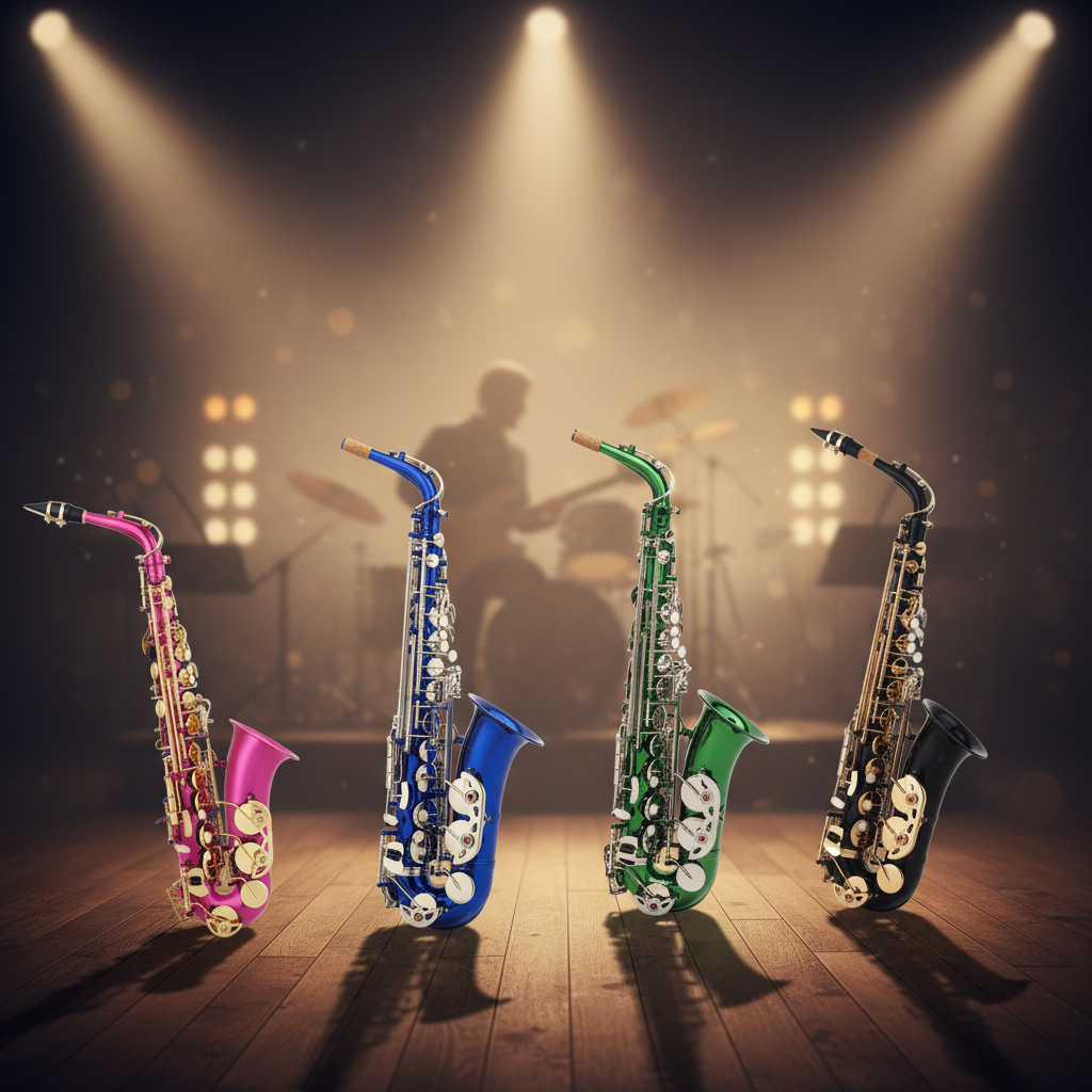 Professional Eb Alto Saxophone Yellow Brass Engraved Colored Finish with Case (SP1001C)