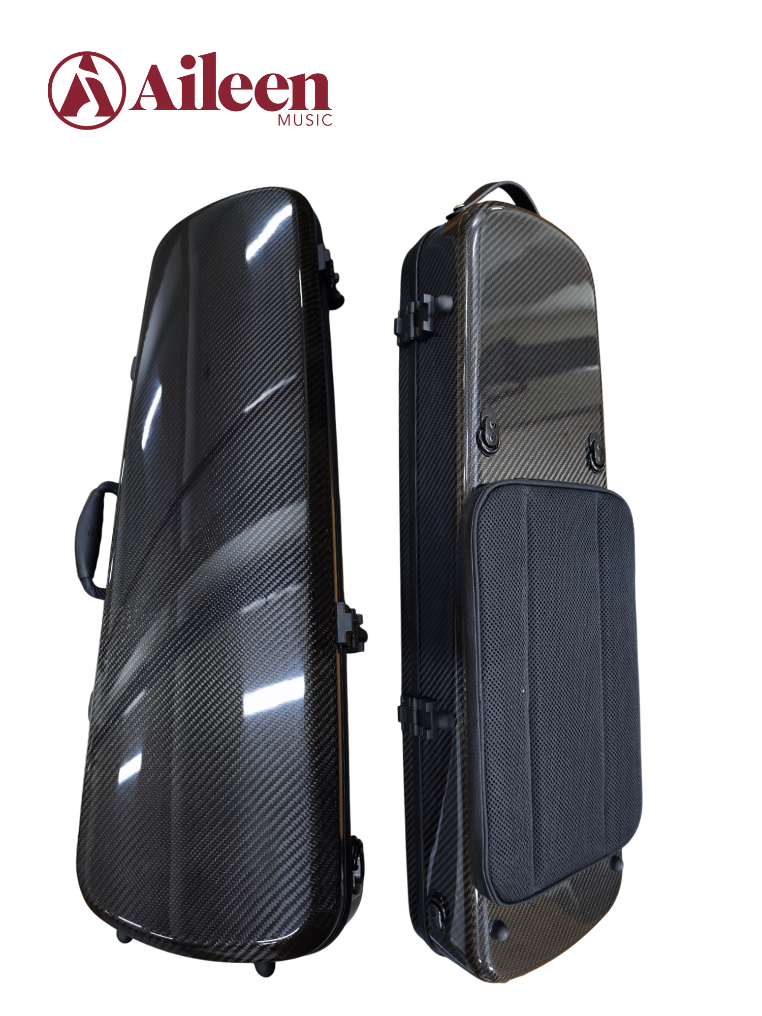 CSV-C68- GTBK Aileen Patent Cherishing Series 4/4 Glossy Carbon Fiber Black Violin Cases